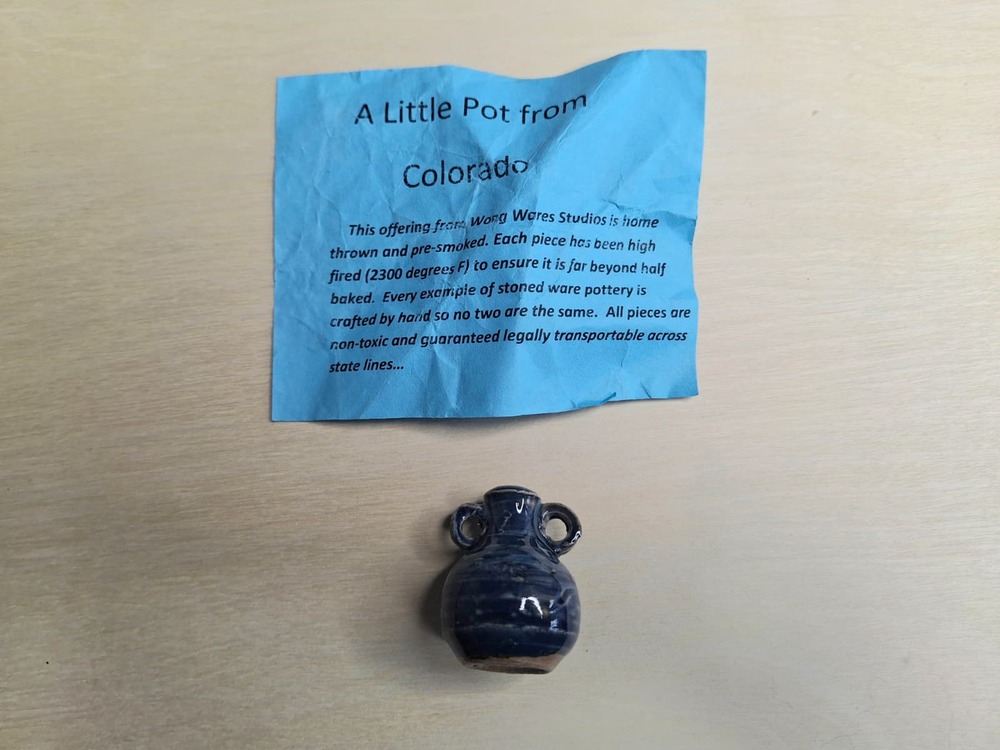 Wong Wares Studios "A Little Pot from Colorado" Miniature Blue Ceramic Pot